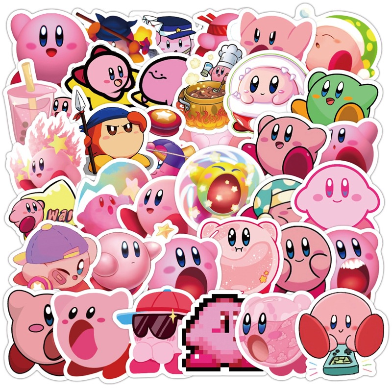 Kirby stiker Kartun cangkir Jurnal bahan Telepon lucu kasus bagasi tangan Buku stiker kecil lembar