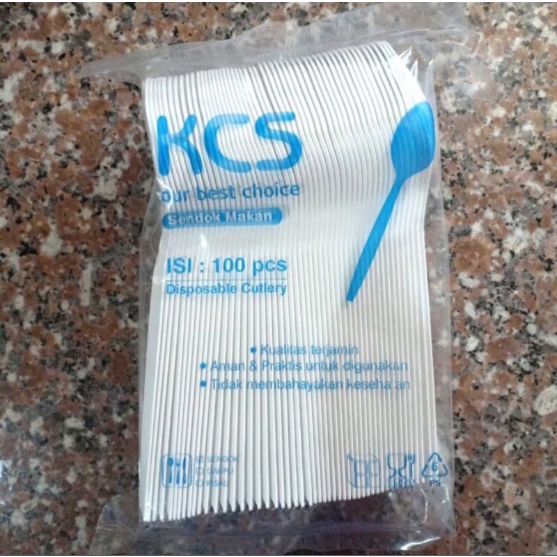 SENDOK MAKAN PLASTIK WARNA PUTIH ISI 100 PCS