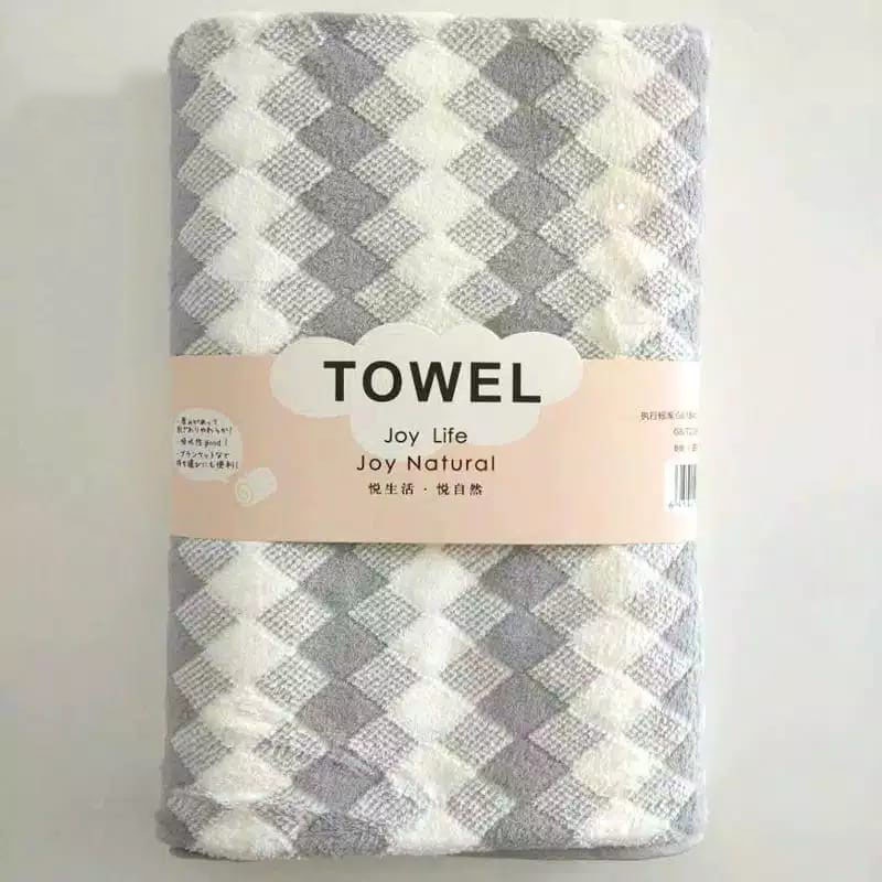 Handuk Mandi Dewasa 100X50cm Handuk Mandi Microfiber Handuk Bayi Besar Lembut Daya Serap Tinggi Souvenir Motif Diamond-Abu - Abu