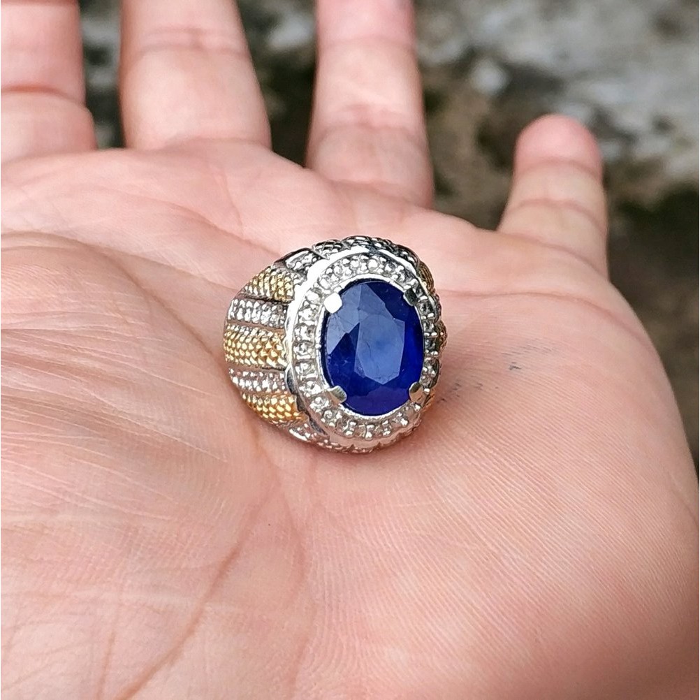 CINCIN BATU PERMATA NATURAL ROYAL BLUE SHAPPIRE CORUNDUM MINIMALIS