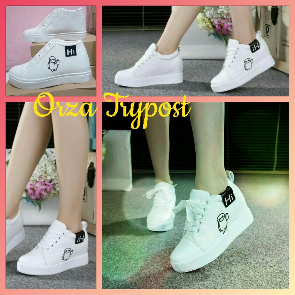 SEPATU SNEAKER BOOT PUTIH WANITA MURAH