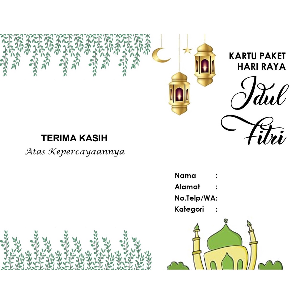 KARTU PAKET HARI RAYA/KARTU PAKET LEBARAN