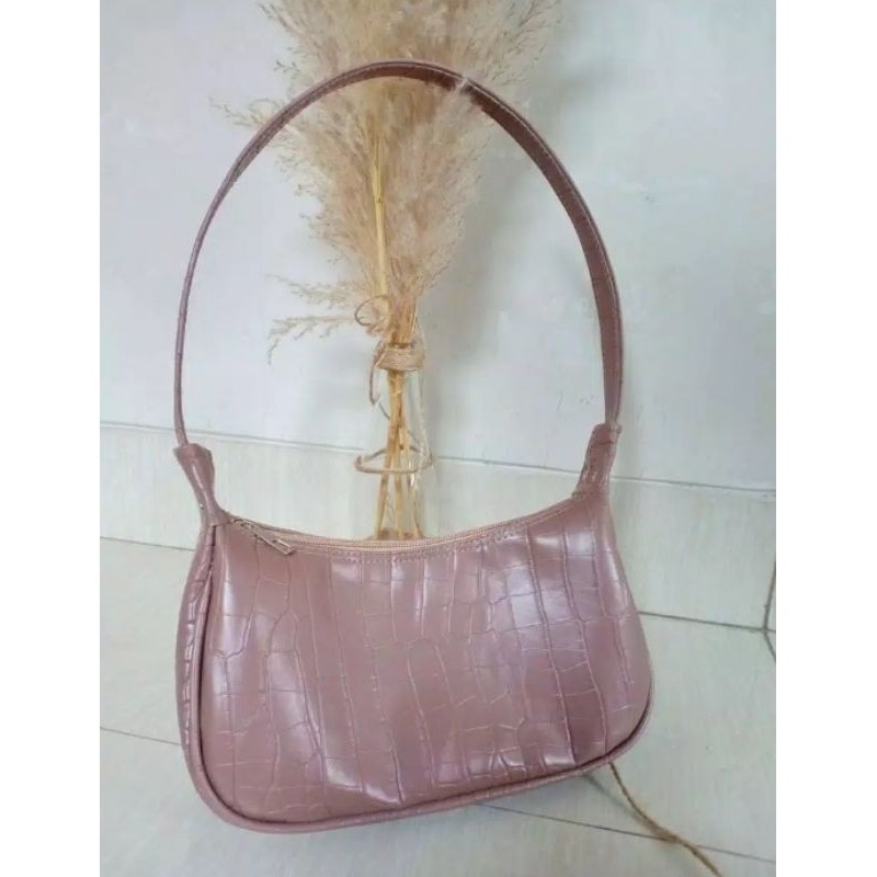 US _ Tas Wanita Bahu Bahan Crocodile Colorful