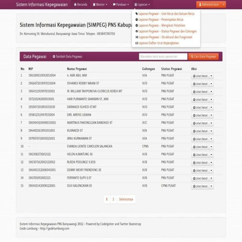 Tutorial + Source Code Sistem Informasi Kepegawaian (SIMPEG)