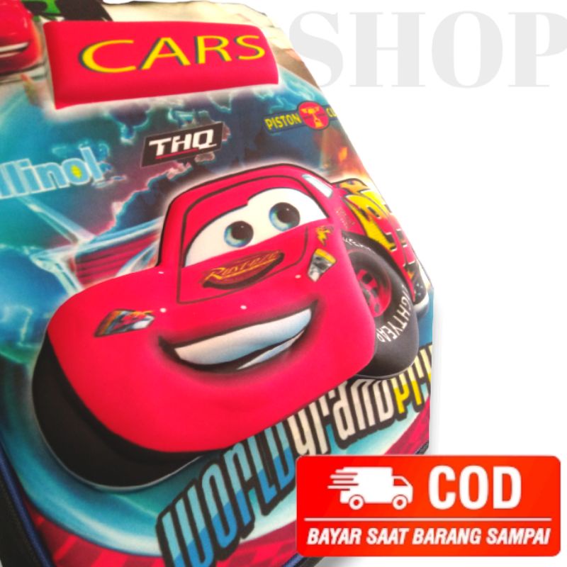 tas ransel anak mobil balap timbul sekolah laki-laki