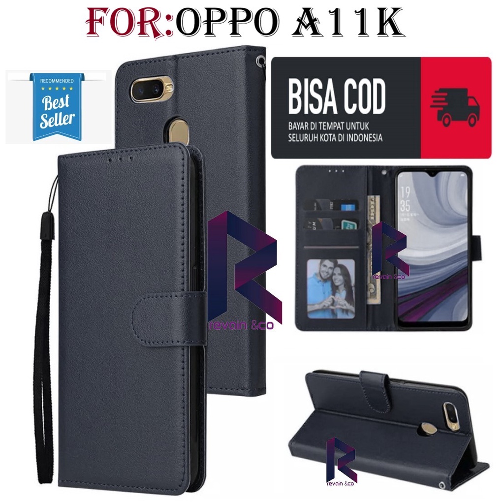 CASE DOMPET OPPO A11K FLIP WALLET LEATHER KULIT PREMIUM SARUNG BUKA TUTUP FLIP CASE OPPO A11K