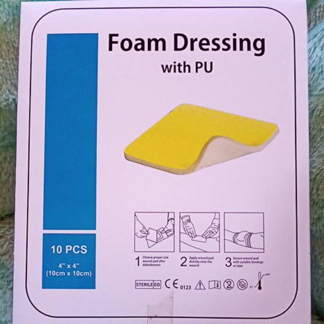 1 Box Foam Dressing with PU perban Luka 10cm x10cm isi 10pcs