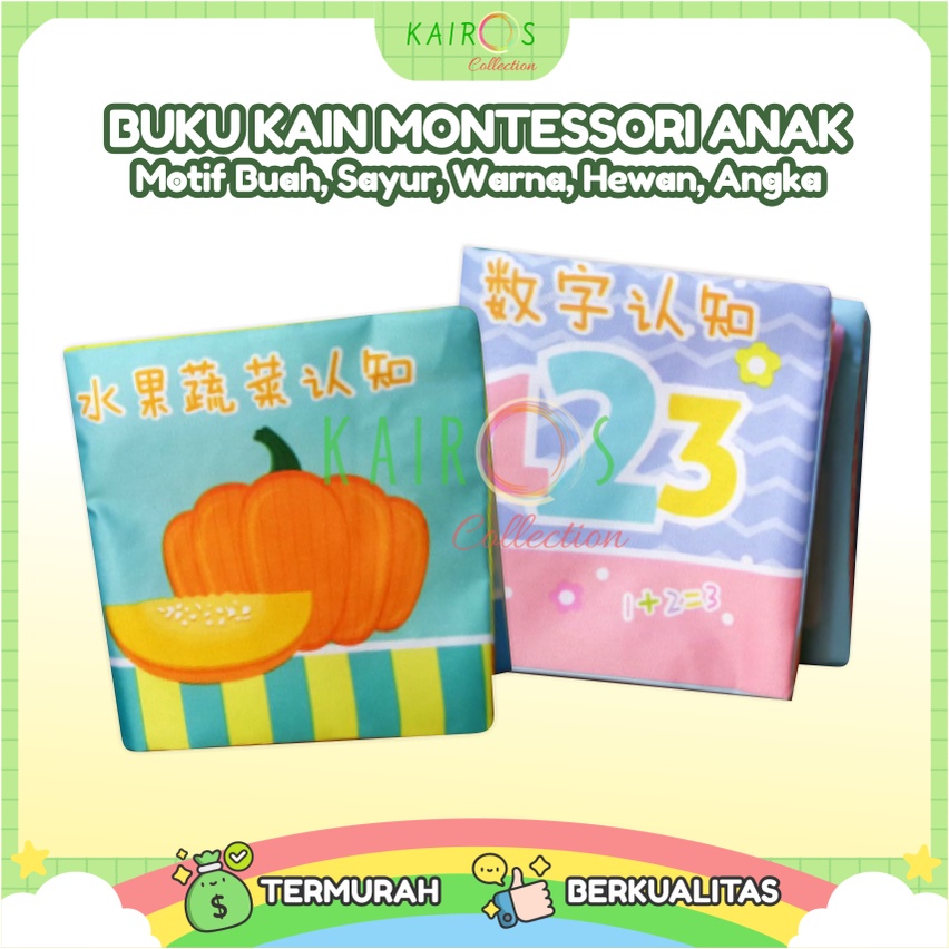 Buku Edukasi Anak Belajar Mengenal Huruf, Angka, Warna, Hewan, Buah, Sayur Soft Book Buku Kain