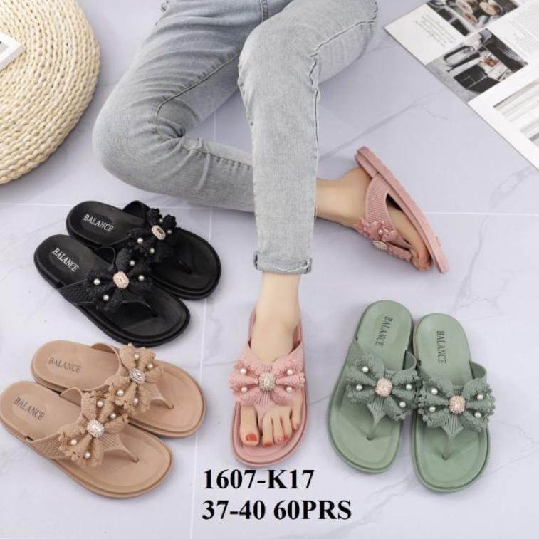 SPU.14Ap22r– sandal balance 1607 PITA MUTIARA - sandal jepit wanita motif pita mutiara