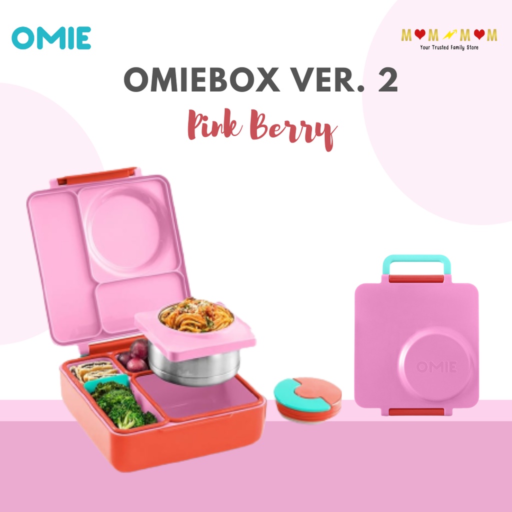 Jual OmieBox Ver. 2 Pink Berry Kotak Makan Lengkap dengan Thermos