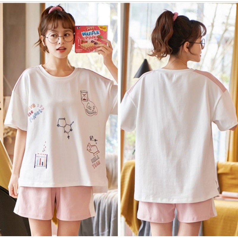 Baju Tidur Wanita Premium Import Bahan Katun Piyama Import Baju Rumah Import