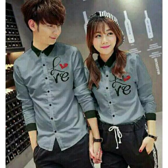 ready lima warna kemeja couple cowok cewek fashion hem kapel baju bagus masa kini cople ok