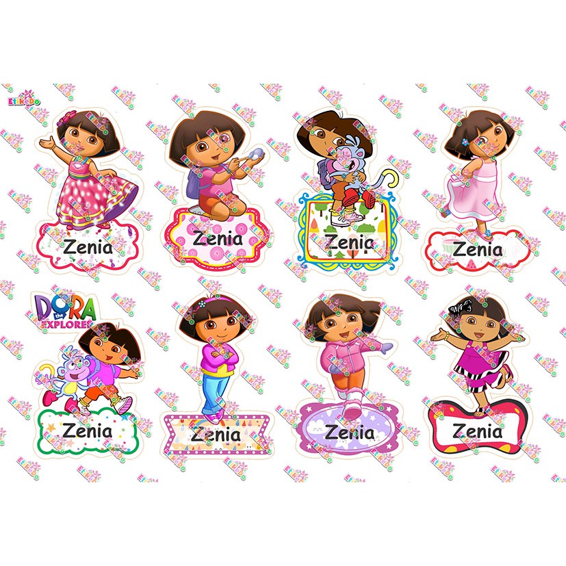 

LABEL NAMA DORA THE EXPLORER 32 STIKER - WATERPROOF - 2 Nama DE2XL2