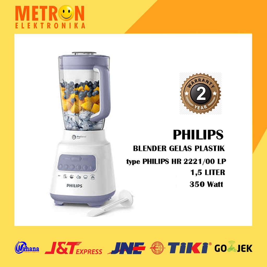 PHILIPS HR 2221/00 LP / LAVENDER PURPLE  / BLENDER GELAS PLASTIK PRO BLEND CRUSH 350 WATT / HR2221