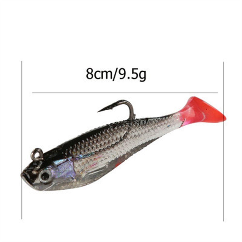 TOP 5pcs /Box Lure 9.5g /80mm Perlengkapan Ikan T Ekor Memimpin Ikan Swimbait