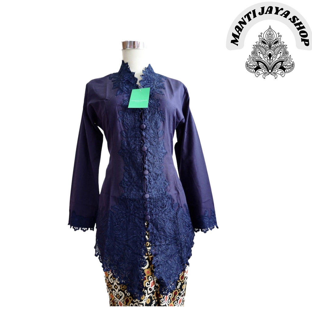 Kebaya Modern Katun Dongker Navy 658 Encim Kebaya Wisuda Atasan Kebaya Batik Modern Murah