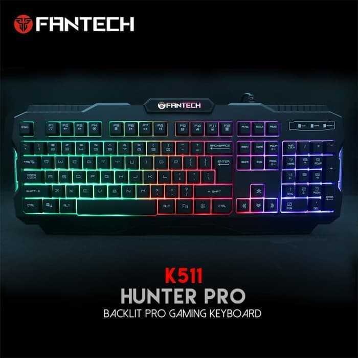 Fantech Hunter Pro K-511 Keyboard Gaming Full-size Rainbow Membrane Switch 8 Juta Klik
