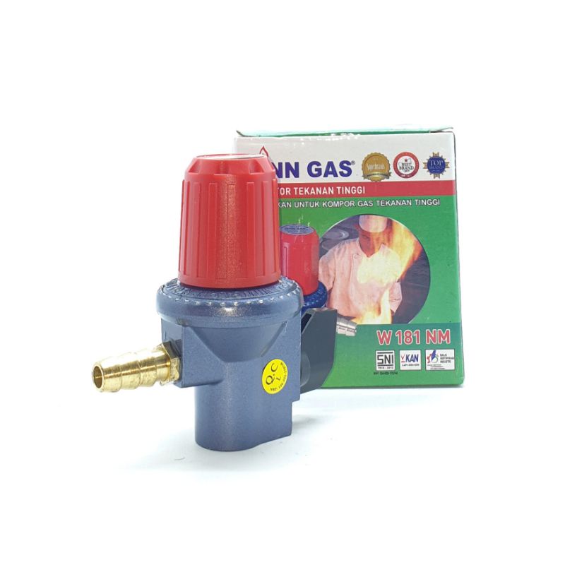 SET Winn Gas W-181NM NO METER High Pressure + Selang ORANGE 2M + 2 Klem Regulator Selang Kompor Gas