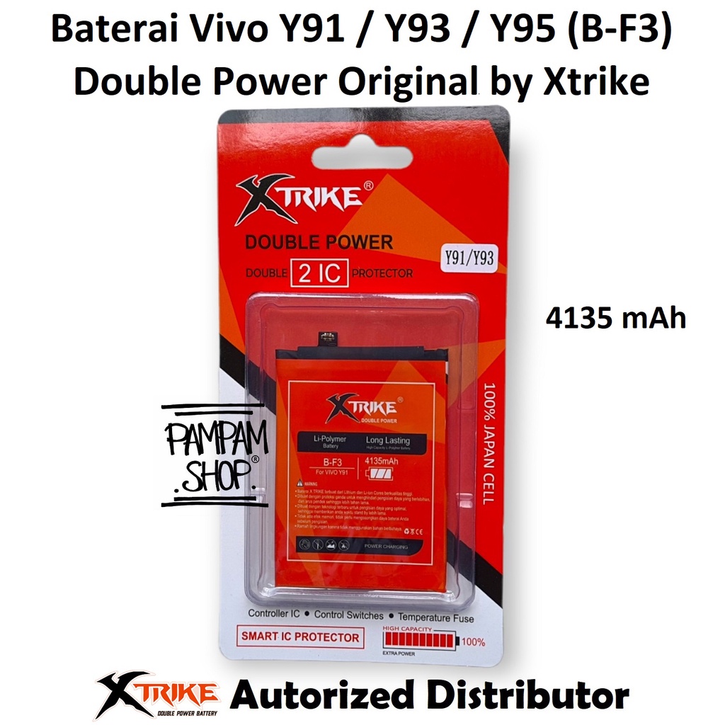 Baterai XTRIKE Double Power Original Vivo Y91 Y93 Y95 B-F3 BF3 Batre Batrai Battery Ori Dual