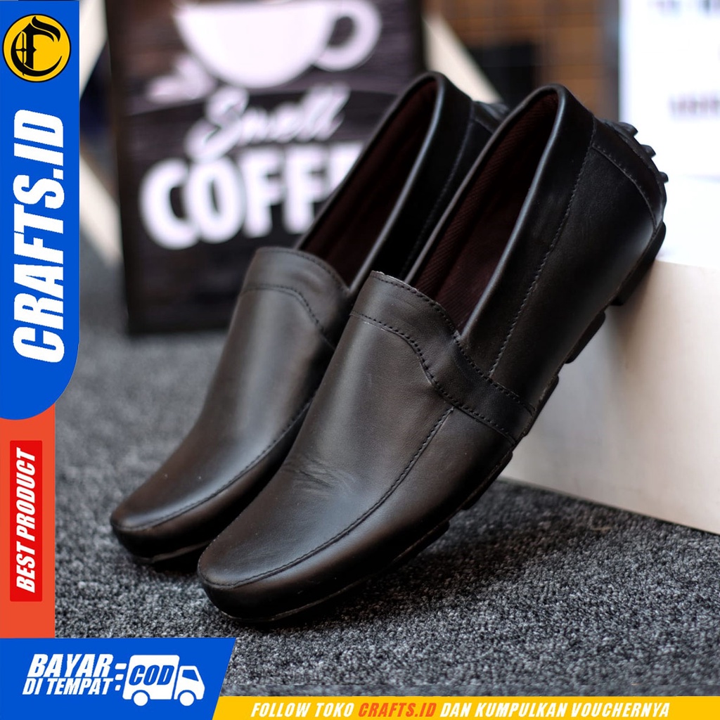 Crafts Yamca - Sepatu Kulit Slip On Casual Kerja Pria