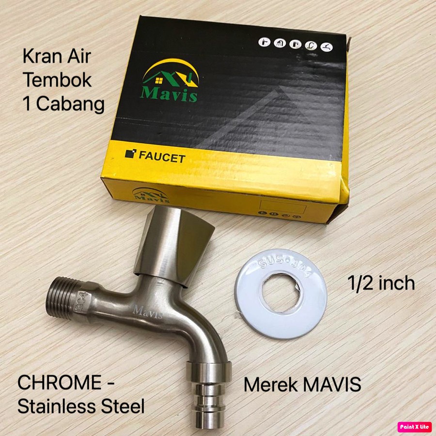 Kran Keran Air Tembok 1/2 inch Stainless Steel Chrome 1/2&quot; Selang Air