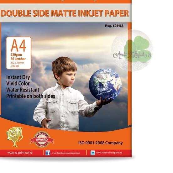 

☜ E-print double side matte inkjet paper 220 gsm/50 lbr kertas inkjet ֍