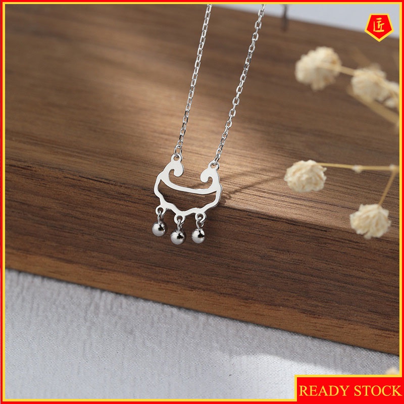 [Ready Stock]S925 Silver Longevity Safety Lock Necklace Women's Retro Simple Niche