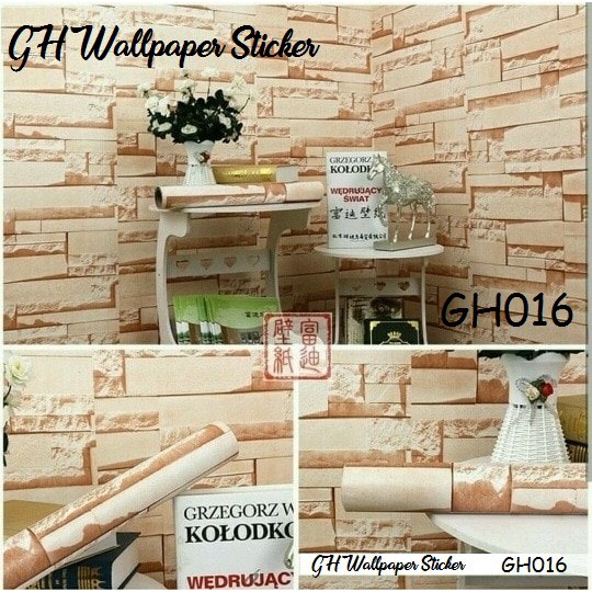 Wallpaper dinding 3d kamar tidur / Wallpaper dinding kamar tidur anak wallstiker Motif Bata Gh016 45cm x 9m