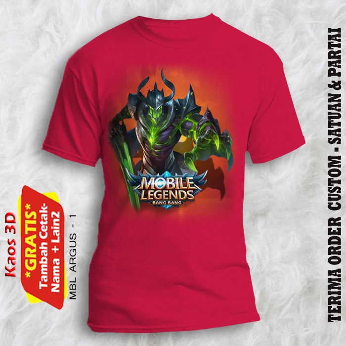Kaos MOBILE LEGENDS ARGUS Custom Gratis Cetak Nama