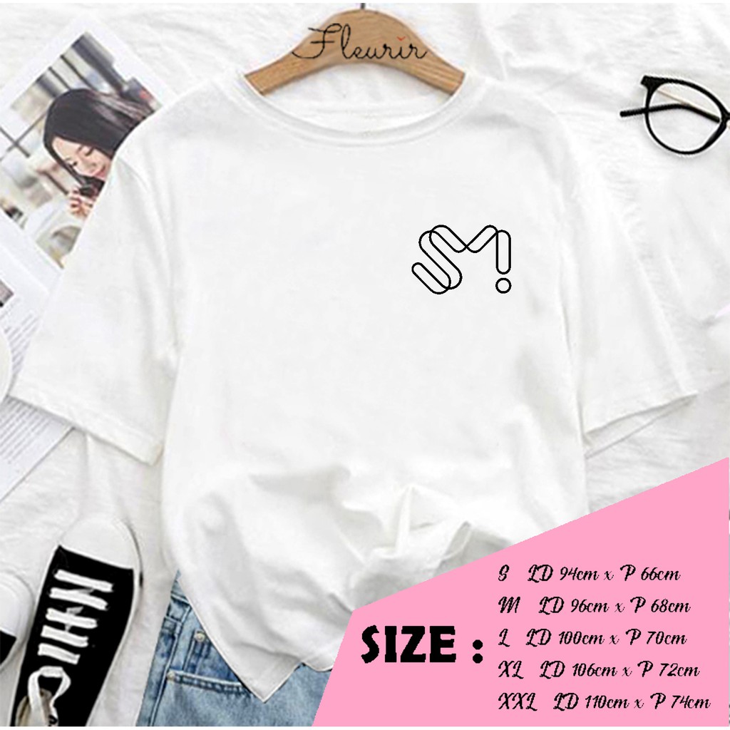 FLEURIR - KAOS SM ENTERTAINMENT KPOP PL WANITA DEWASA LENGAN PENDEK TEE UNISEX