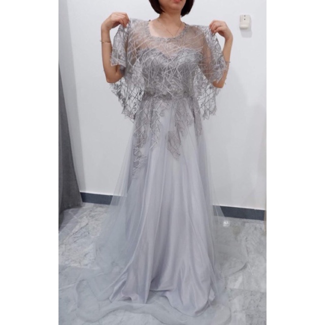 long gown silver gray