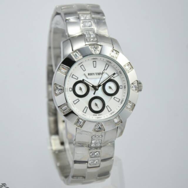 Jam Tangan Wanita Rhythm F1101S01 Silver Rantai Original Murah