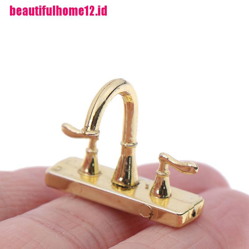 【beautifulhome12.id】1/12 Dollhouse miniature accessories mini alloy double faucet for decoration