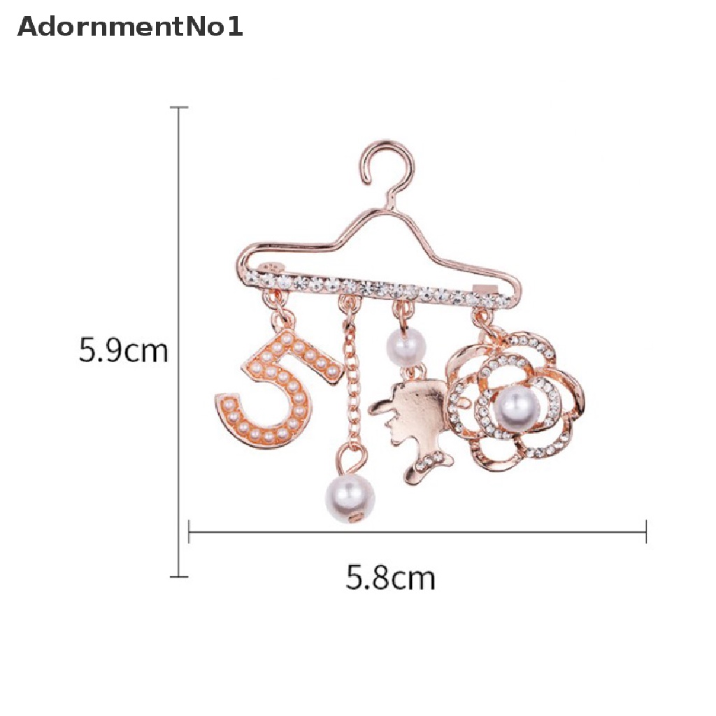 (AdornmentNo1) 1 Pc Gantungan Baju Mini Model Bunga Rose Gold + Mutiara + Berlian Imitasi DIY