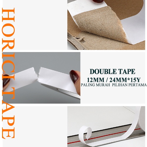 MEREK HORICI ASLI 24mm x 15Y &amp; 12mm x 15Y Selotip Murah Berkualitas Isolasi Double Tape