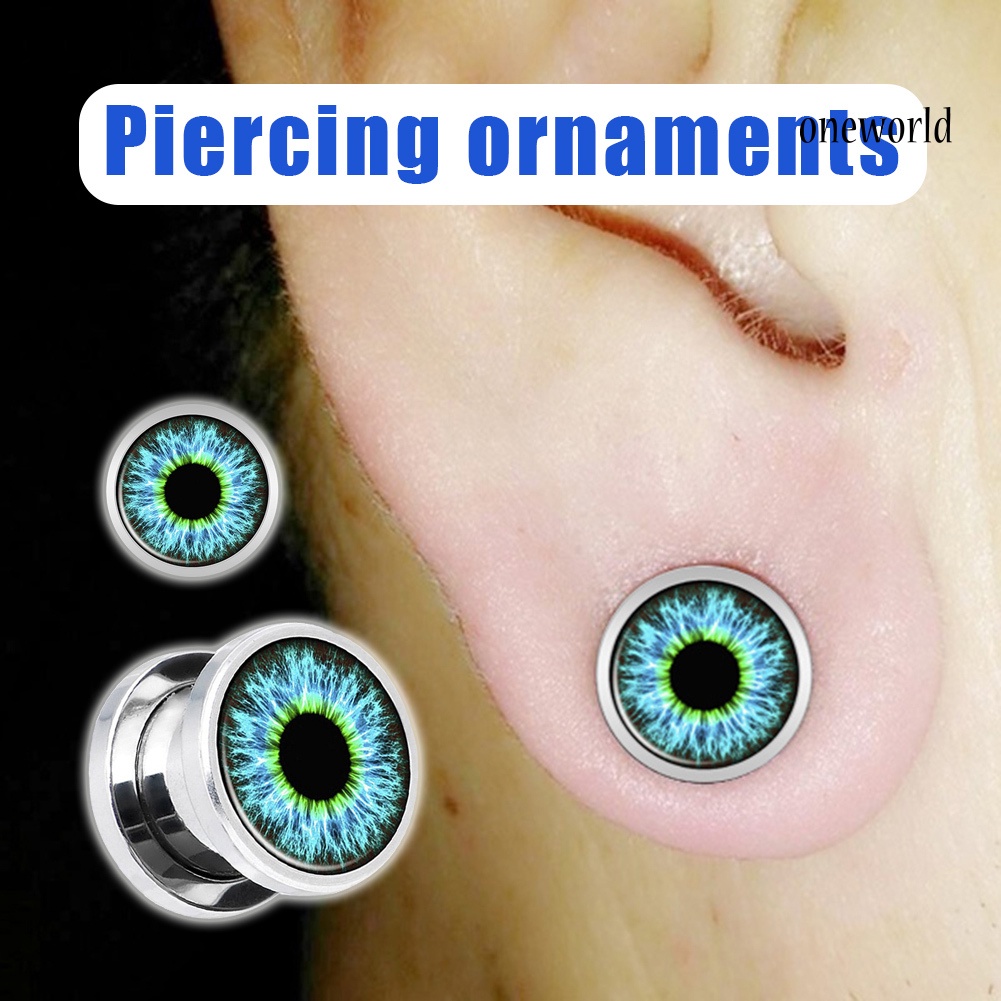 OW# 1Pc Unisex Enamel Eyeball Ear Plug Tunnel Expander Stretcher Piercing Jewelry