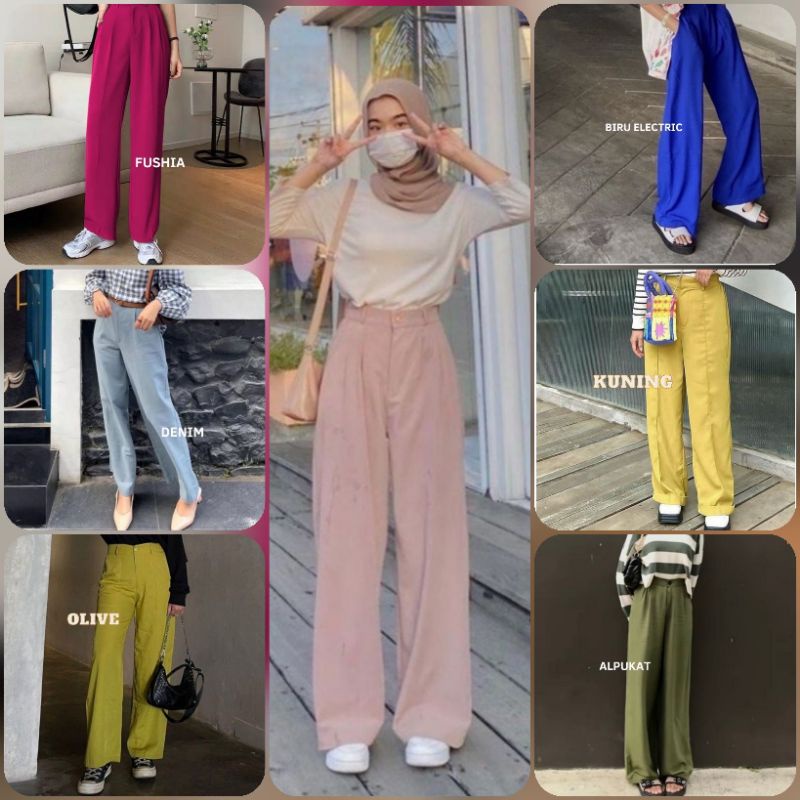 CELANA PANJANG KULOT HIGHWAIST LOOSE PANTS YORA PANTS STABILO