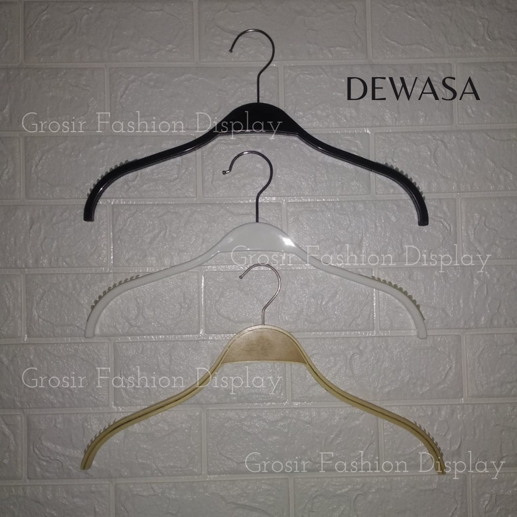 Hanger Kayu Dewasa Premium Gantungan Kayu Ada Karet Antislip Hanger Hitam Putih Natural-BH