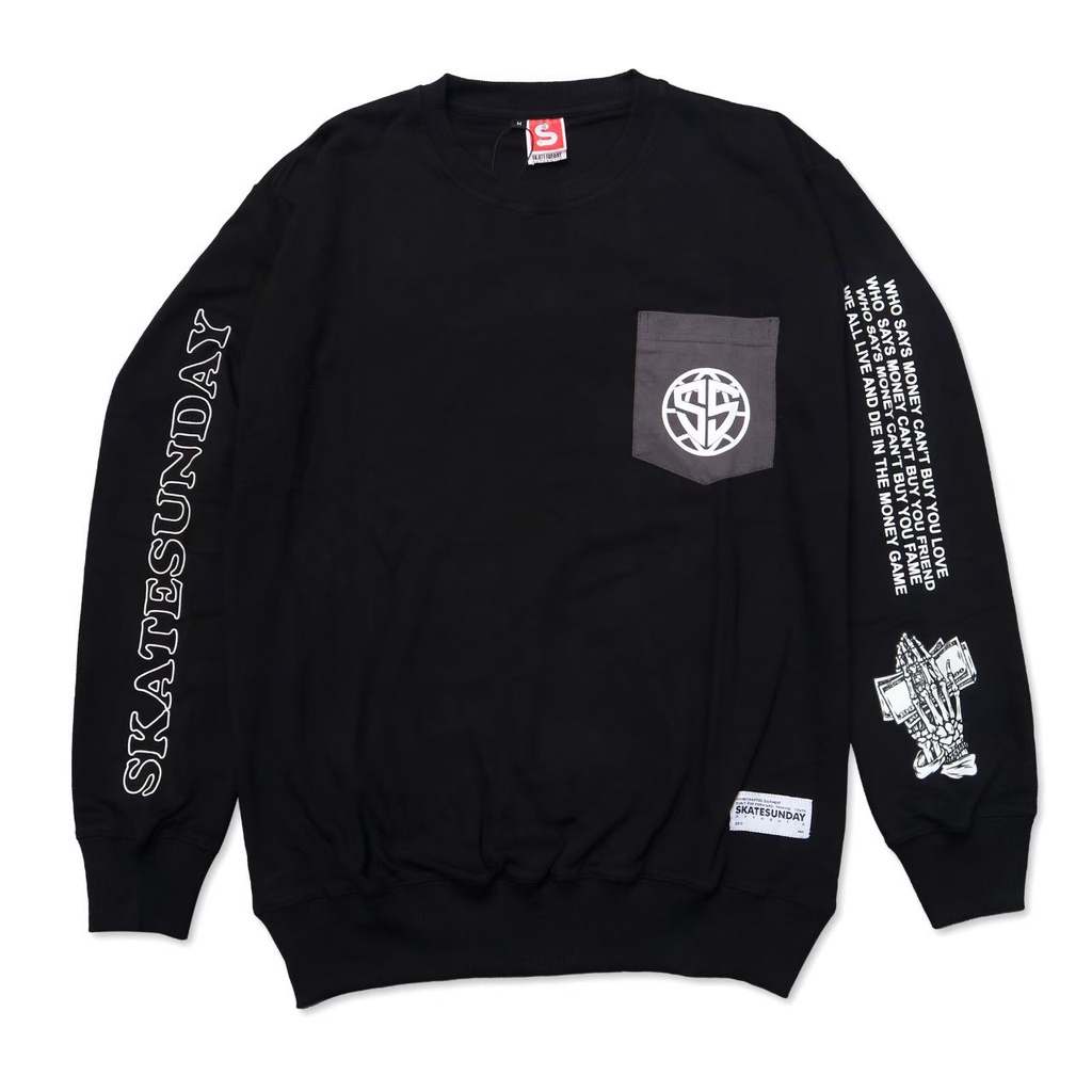 Jaket Sweater Crewneck SUNDAY GID Series – Black Edition Fashion Trendy Casual Pria Good Brand Quality Stylish