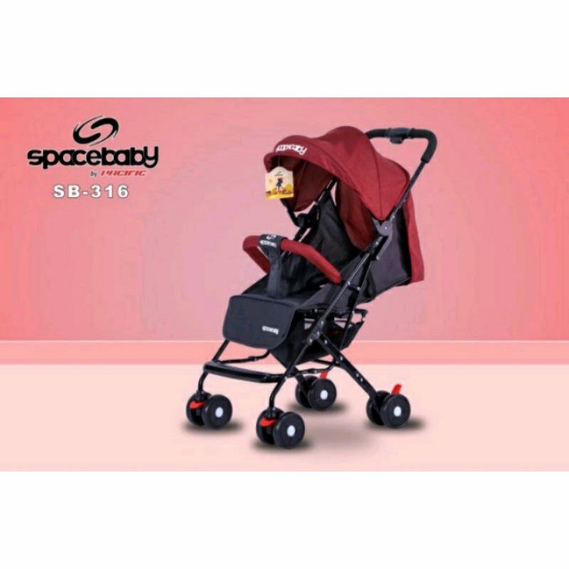 Stroller Anak Bayi Balita Kereta Dorong Stroler Spacebaby SB316 By Pacific Bisa 3 Posisi Sandaran-3