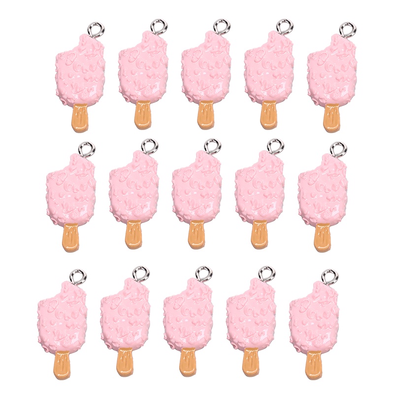 15pcs / set Liontin Bentuk Es Krim Bahan Resin Untuk Membuat Perhiasan Kalung