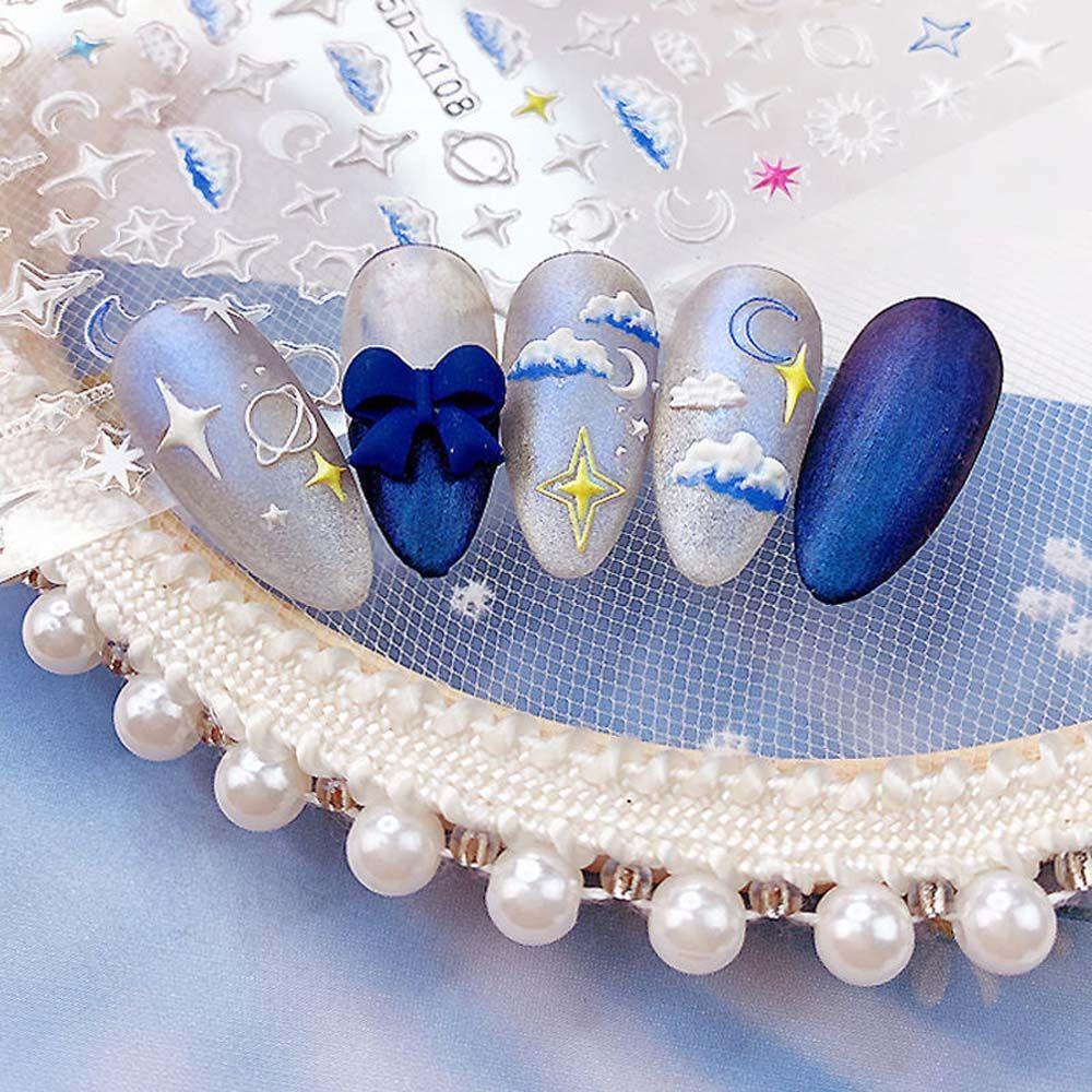 MXBEAUTY Stiker Nail Art Kreatif Relief Cinta Hati Konstelasi Bulan Cosmic Manicure Tool