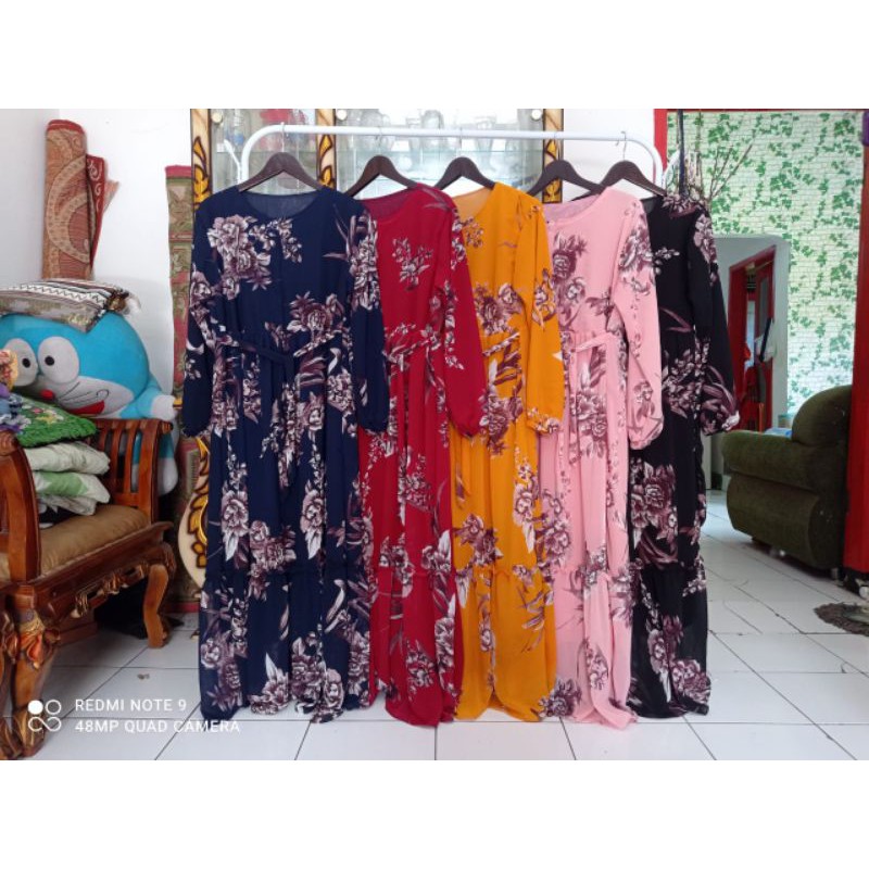 Gamis Ceruty babydoll premium Motif Bunga