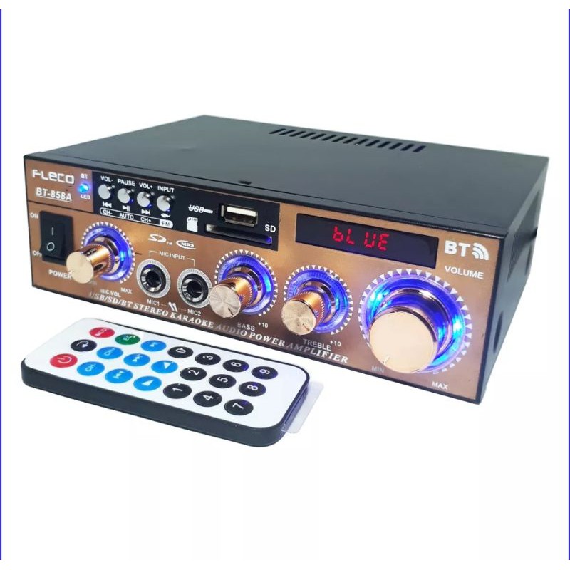 Amplifier Subwoofer Fleco 858A Original Amplifier Bluetooth Karaoke Mp3 Player Radio Power Amplifier