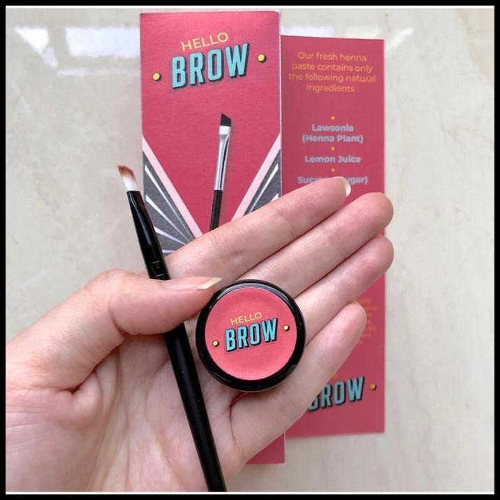 Cuci Gudang Hello Brow Set (Henna+Kuas) - Henna Alis Halal Arab Bahan Alami Ori