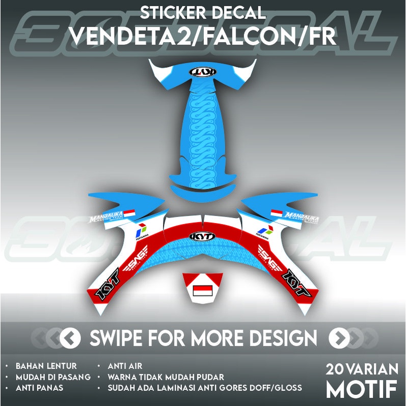 DECAL HELM KYT VENDETA2/FALCON/FALCON FR MOTIF MANDALIKA