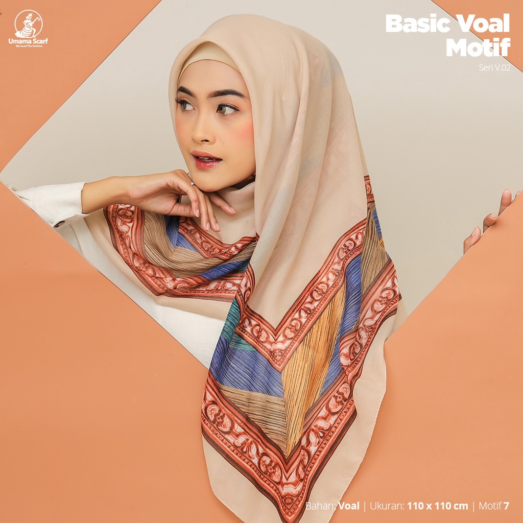 Hijab Segiempat Basic Voal Motif Kerudung Segiempat Original by Umama Nayla Hija'b