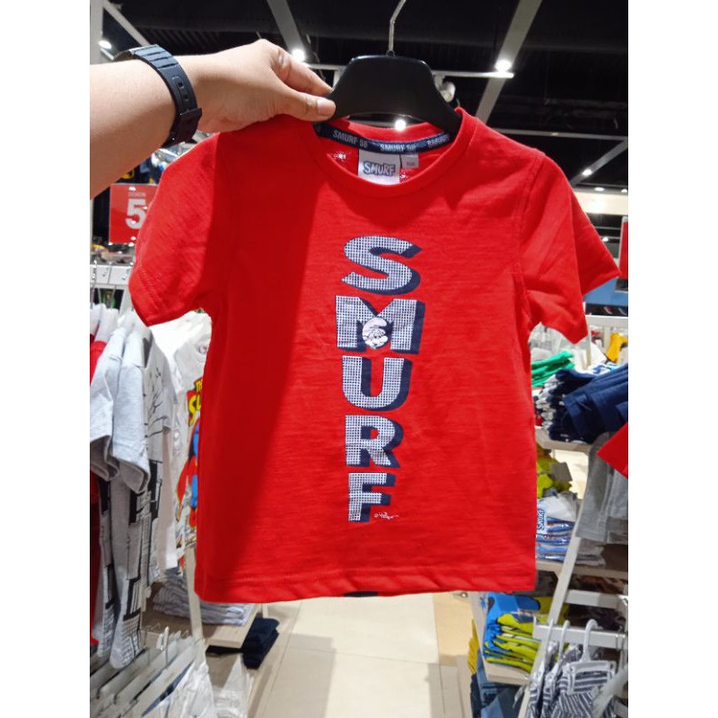 kaos anak laki motif smurf merah by jsp kids