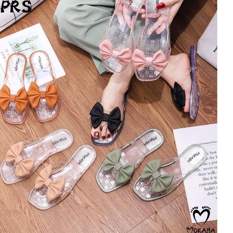 ☑ Sandal Slop Wanita / Sandal Transparan - Mokaya 061 (37-41) / Sandal Slop Wanita Pita Bening Mokay