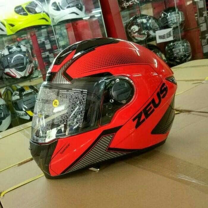 HM-2639 Zeus 811 Red Black Al6 Merah Hitam Cbr Helm Fullface M L Xl Murah